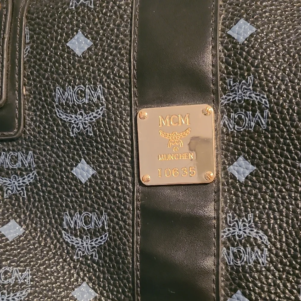 MCM Black and Gold Tote with Logo Pattern - Picture 8 of 8
